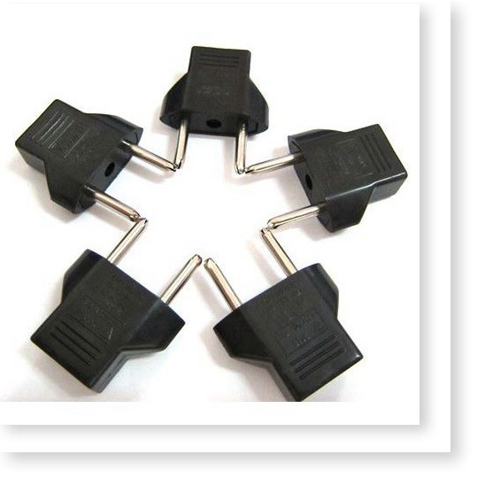 Đầu chuyển phích cắm 2 chân dẹt  sang 2 chân tròn  - Đầu chuyển phích 2 chấu dẹp sang 2 chấu tròn