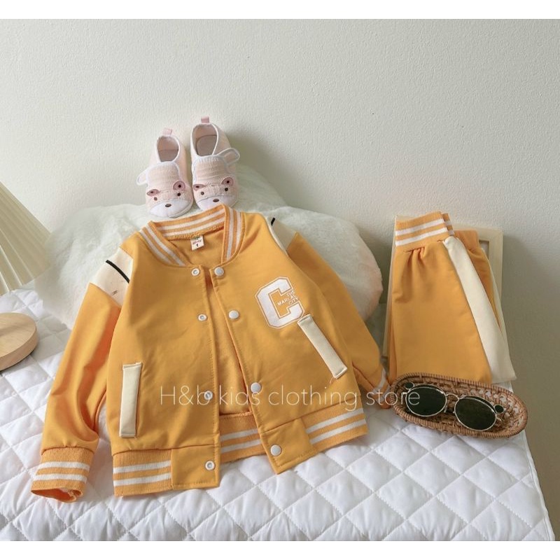 Bộ nỉ da cá bóng chày bé trai size nhí khuy bấm