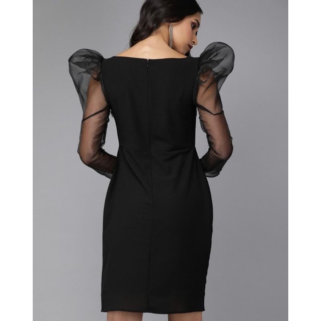 Đầm body công sở LOFT auth tuồn VNXK đầm body vải umi hai tay voan bồng organza xuất khẩu dư xịn