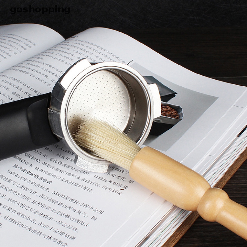 Chổi Quét Bụi Máy Xay Cà Phê Tay Cầm Bằng Gỗ Tự Nhiên