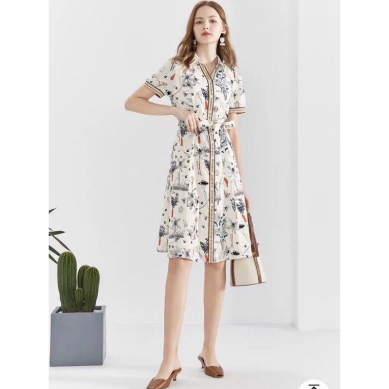 Đầm hoa hoa cột eo Tshop vnxk