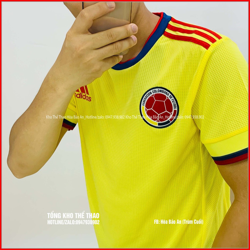 Áo Bóng Đá Tuyển Colombia sân nhà 2022, quần áo đá banh đội tuyển quốc gia Colombia màu vàng chất vải thái thoáng mát