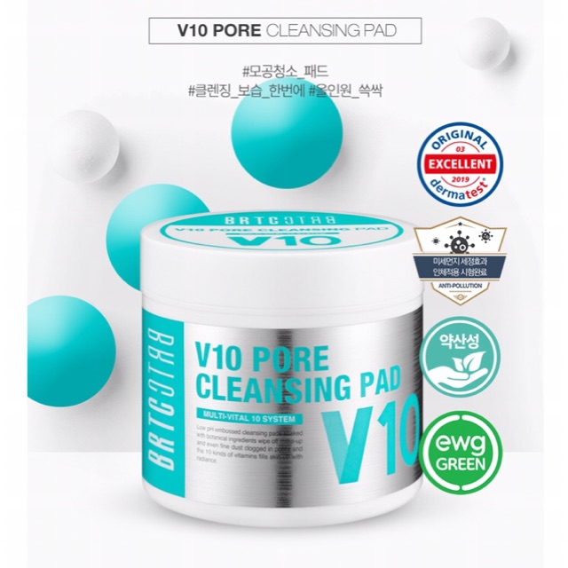 Miếng rửa mặt BRTC tẩy da chết, se khít lỗ chân lông Vitalfor V10 Pore Cleansing Pad 80 miếng