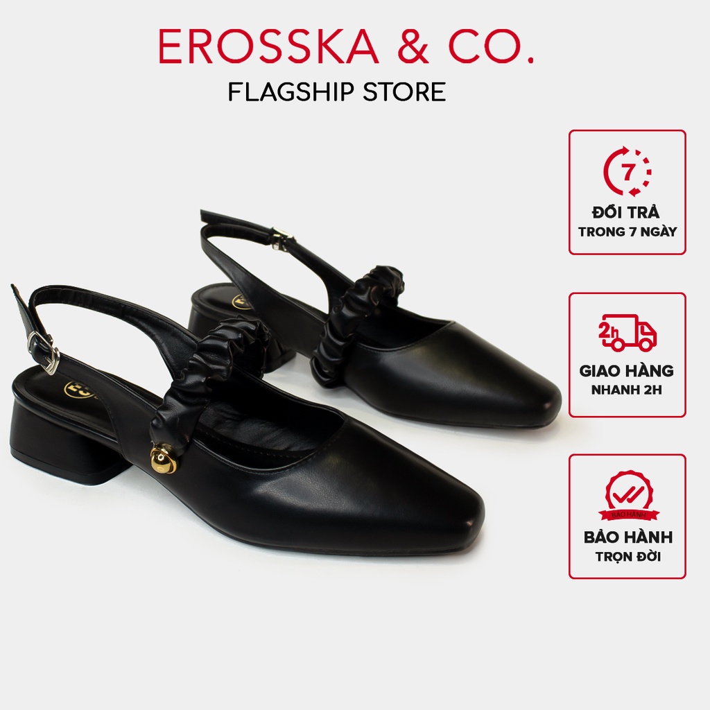 Giày cao gót Erosska quai ngang nhúm ngọc cài hậu cao 3cm ver 2 _ ELO24