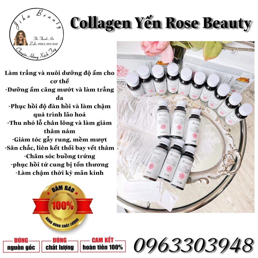 COLLAGEN ROSE BEAUTY YẾN TRẮNG DA CHÍNH HÃNG (TRẮNG HỒNG RẠNG RỠ X10)