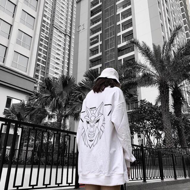 Áo thun dài tay SWEATER trắng HADES nam nữ vải đẹp OVERSIZE DƯỚI 75KG hàng thu đông đẹp UNISEX