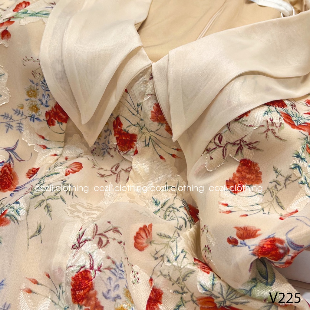 Váy Tơ Lụa Phối Cổ Bèo Phong Cách Hàn Quốc V225 | BigBuy360 - bigbuy360.vn