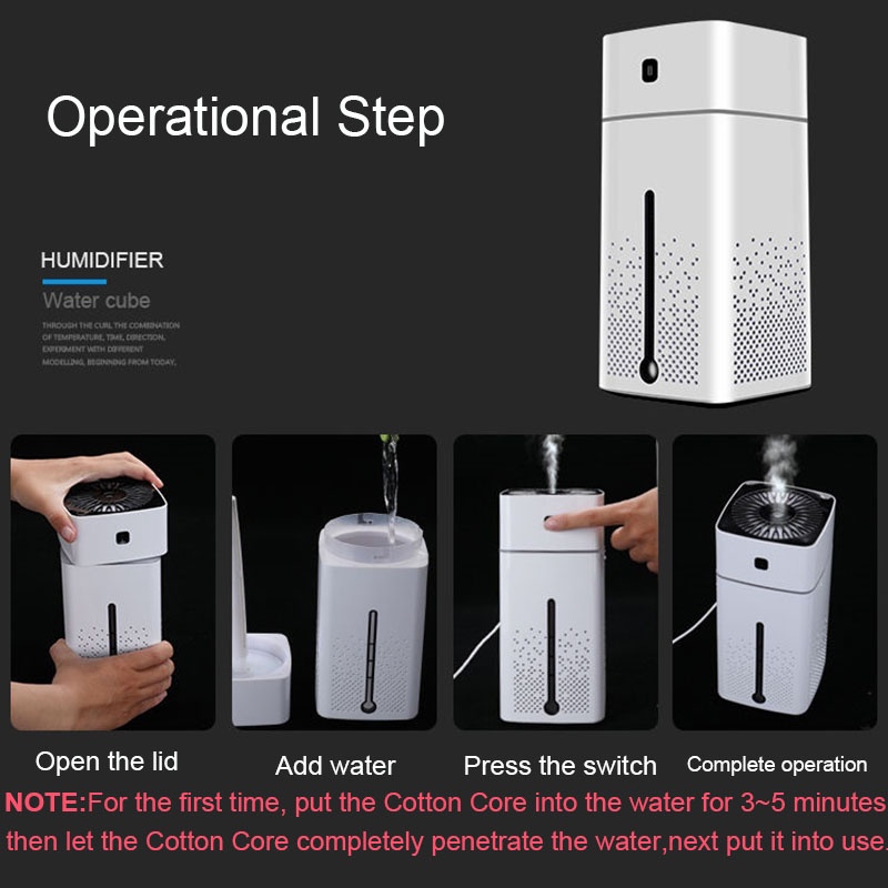 Máy phun sương tạo ẩm không khí khuếch tán tinh dầu thơm có đèn LED 7 màu sắc 1L