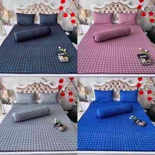 Bộ Drap thun Hàn Quốc 4 món sọc caro