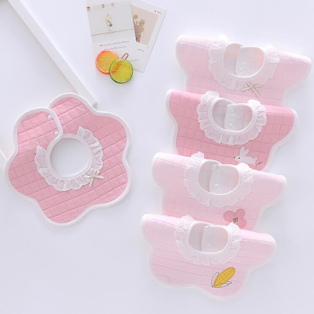 Yếm Cổ Tròn Chống Thấm Nước Xoay 360 Độ Cho Bé Gái Sơ Sinh