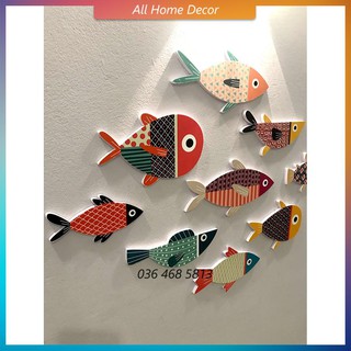Bộ cá Decor Cao cấp, bộ cá treo tường - 9 em cá dán tường