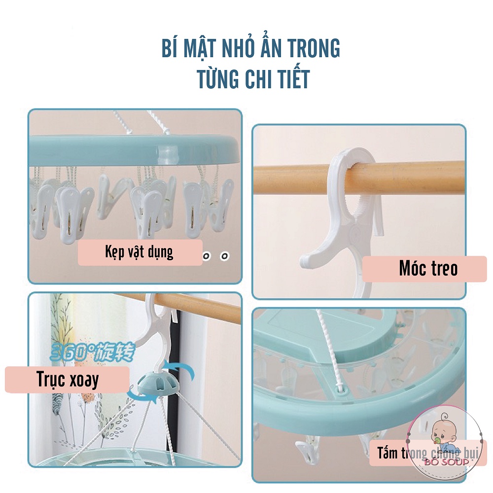 Móc treo quần áo 24 kẹp đa năng, gấp gọn,tiện dụng dây móc