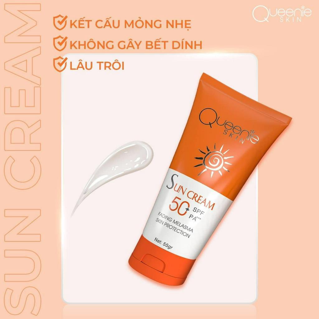 Kem chống nắng SUN CREAM SPF50+ PA+++ Queenie Skin  kháng nắng phổ quang A&C