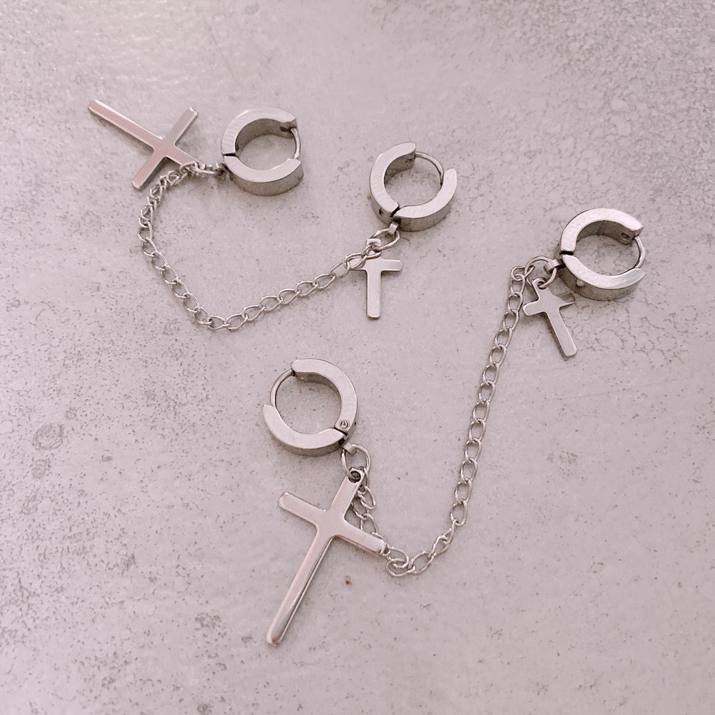 Khuyên tai tròn dây xích