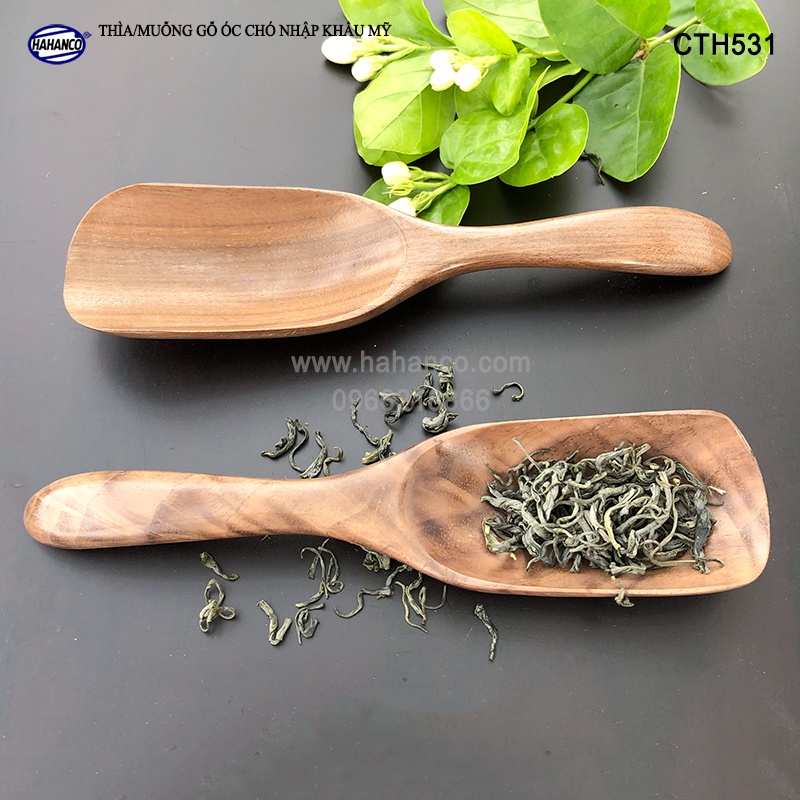 Thìa/Muỗng xúc trà gỗ óc Chó (15cm) cafe, xúc gia vị, ăn uống sạch, decor - CTH531