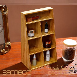 Kệ đựng mỹ phẩm để bàn gỗ tre