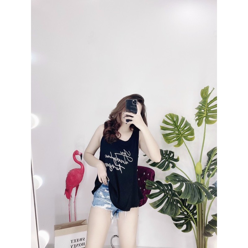 Áo thun giấy ba lỗ in chữ kí siêu xinh