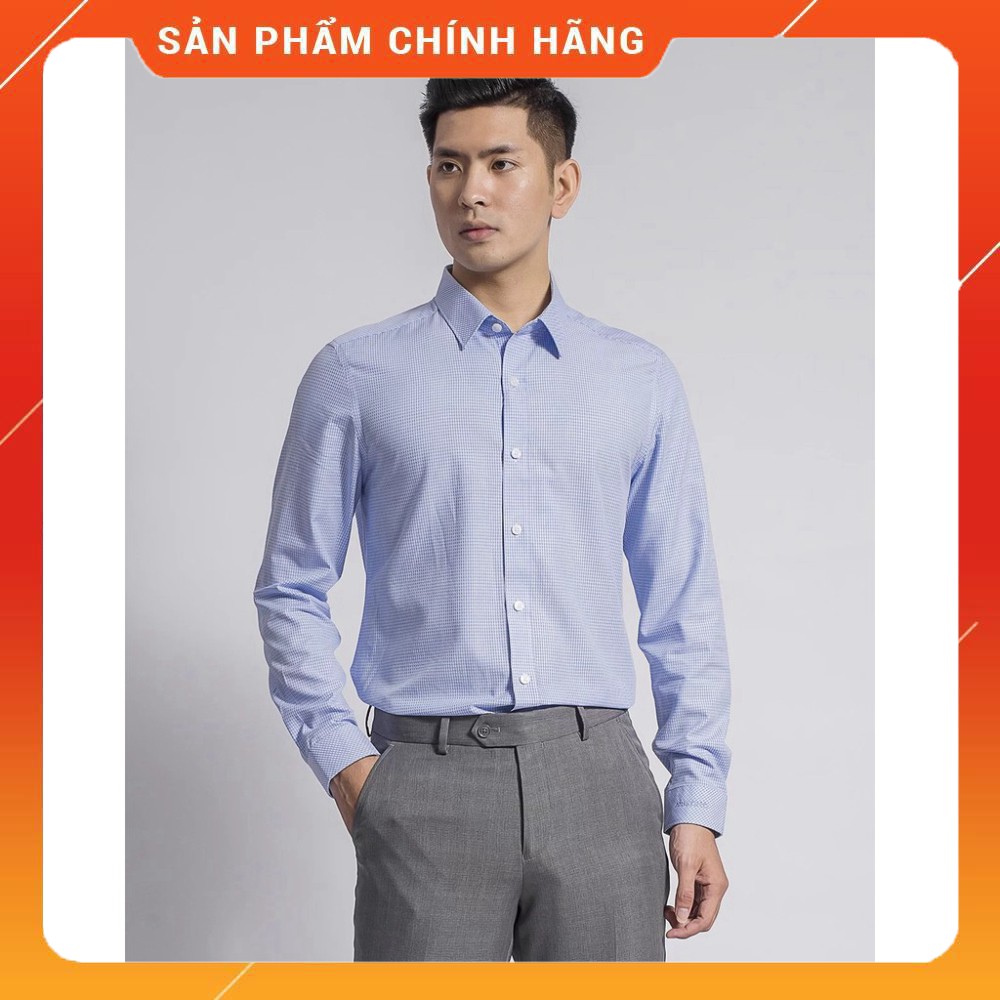 (Thời trang Aristino) Áo sơ mi nam dài tay Aristino ALS54108 màu xanh dệt nổi chéo