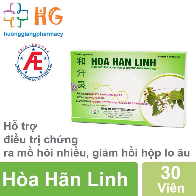 Hòa hãn linh - Hỗ trợ điều trị chứng ra mồ hôi nhiều, giảm hồi hộp lo âu (Hộp 30 viên)