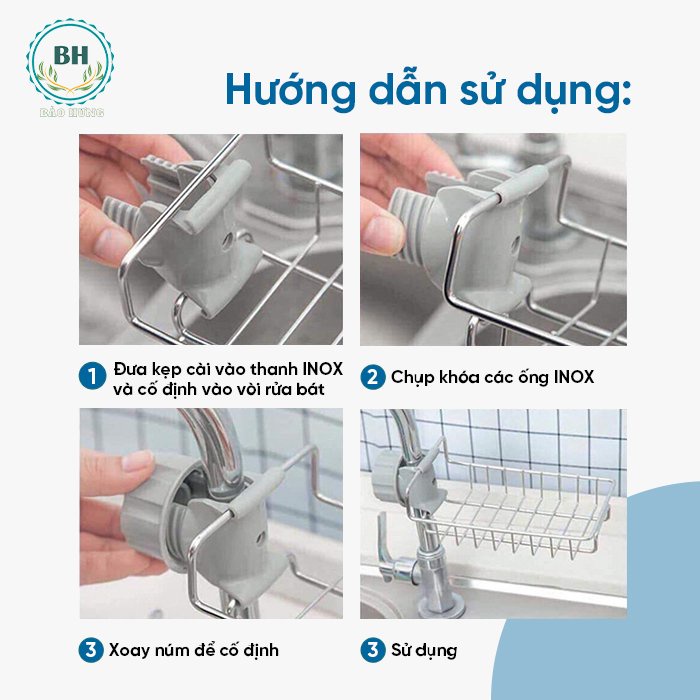 Giá Để Đồ Inox Cài Cạnh Vòi Nước Rửa Bát Nhà Tắm