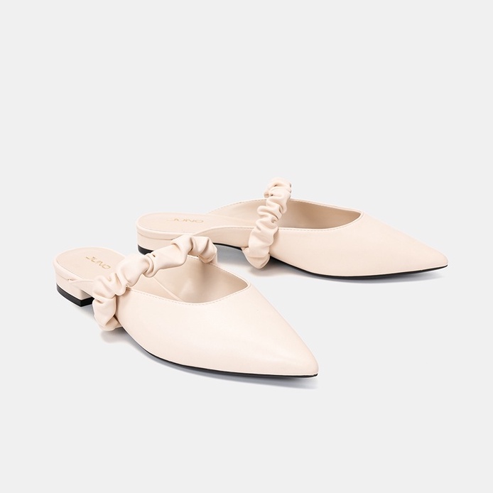 Giày Mules Nữ 3cm Thời Trang Juno Quai Nhún Trang Trí BB03093