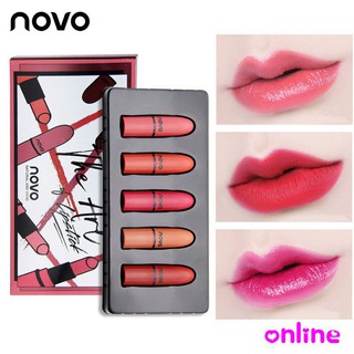 [Hàng mới về] Set 5 thỏi son lì mini trang điểm tiện dụng NOVO