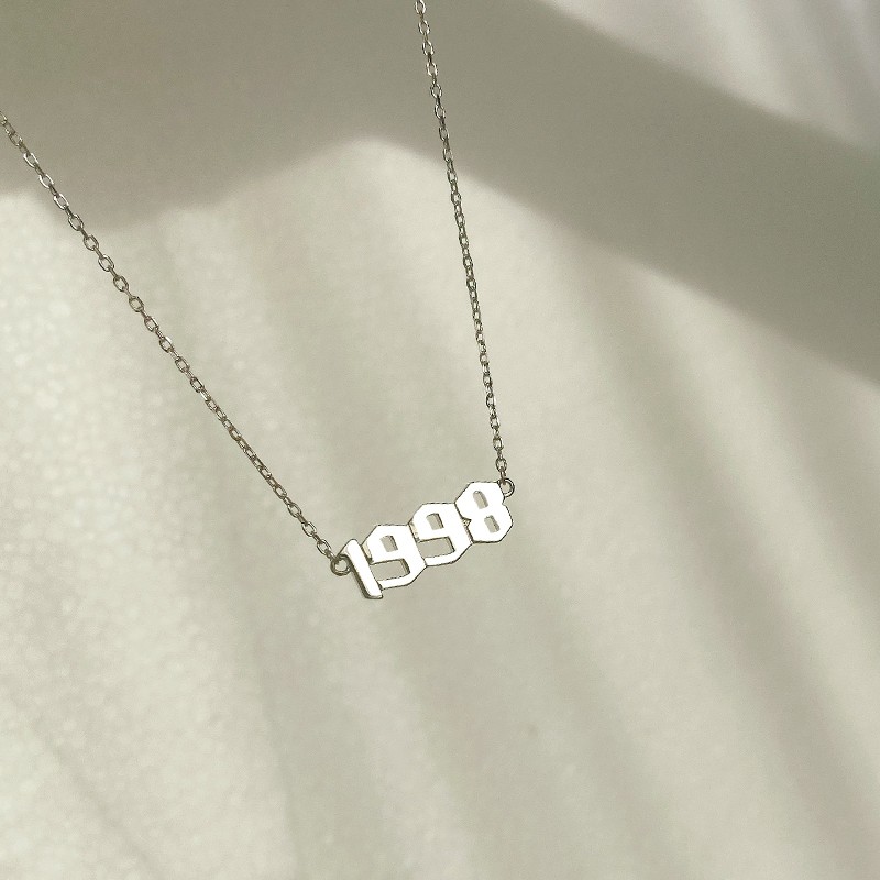 Dây chuyền bạc năm sinh số theo yêu cầu DaLiA Jewelry đủ màu vàng trắng chuẩn bạc ta S999