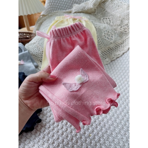 Quần legging hè cotton xịn, quần chống muỗi đốt đính nơ thiên thần cute cho bé gái