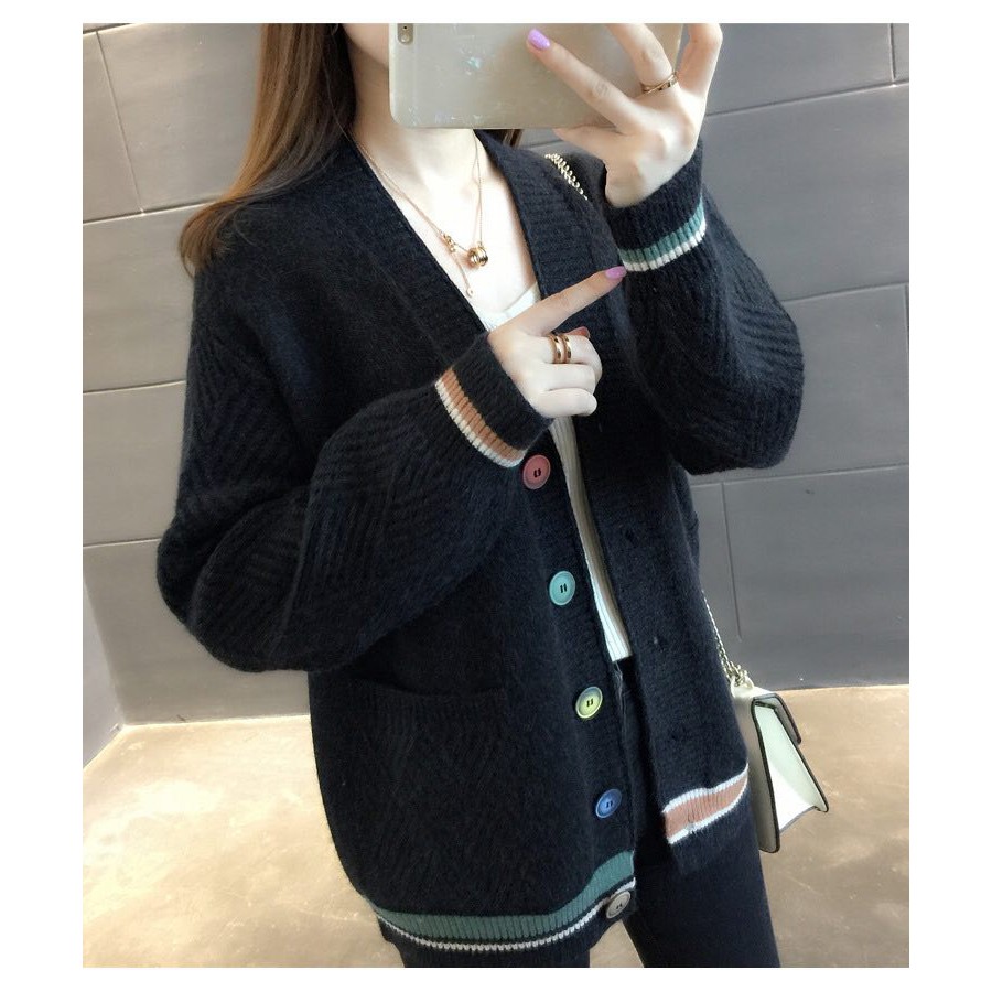 [KÈM QUÀ TẶNG] Áo Khoác Len Cadigan Dáng Ngắn Chất Đẹp Có Túi Phối Nút nhiều Màu Cực Xinh NaziAOLEN01 | BigBuy360 - bigbuy360.vn