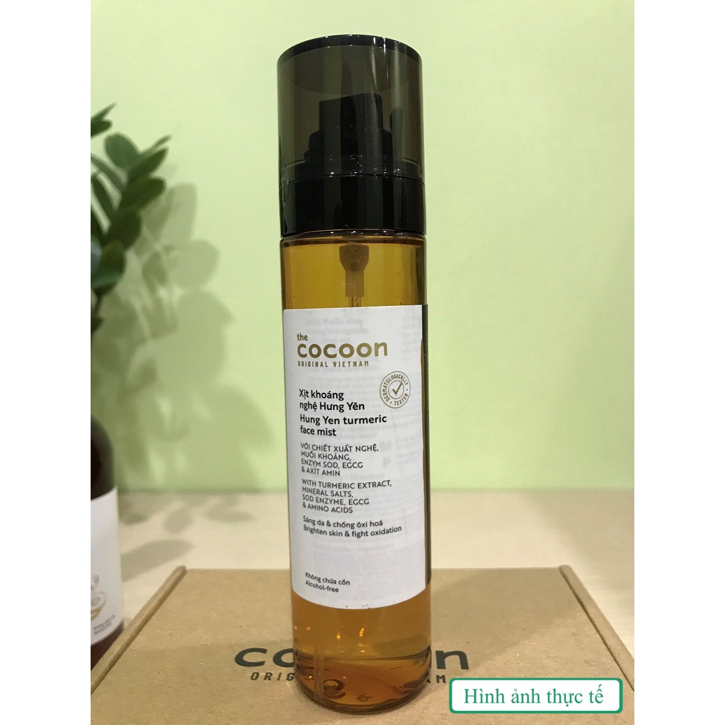 Xịt khoáng nghệ Cocoon 130ml rạng rỡ, sáng da tặng thìa nhựa