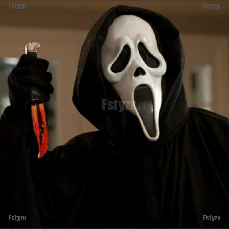 Fstyzx Scary Scream Ghost Face Mask Fancy Bloody Dress scary Halloween Party Costume