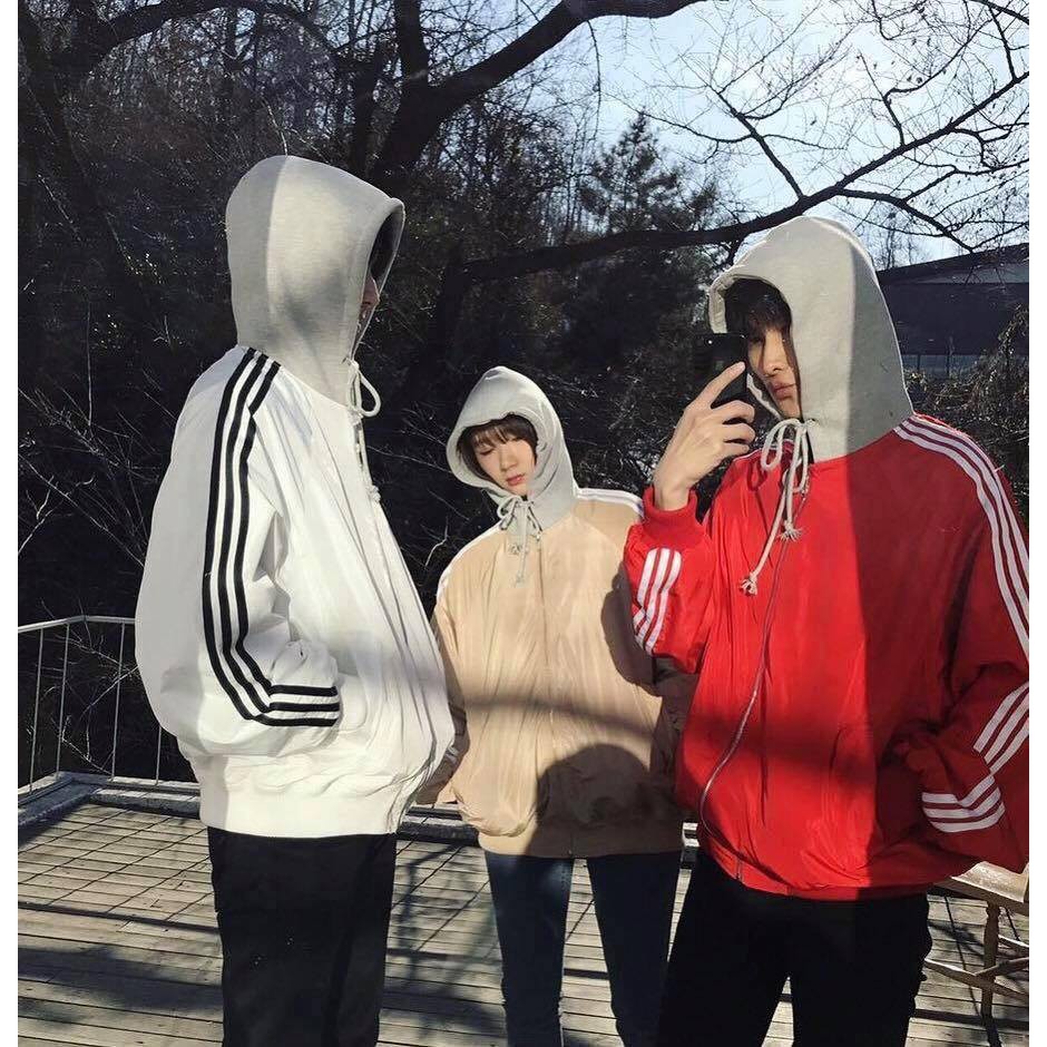 Áo DÙ 3 SỌC NÓN XÁM Nam Nữ Unisex 1hitshop