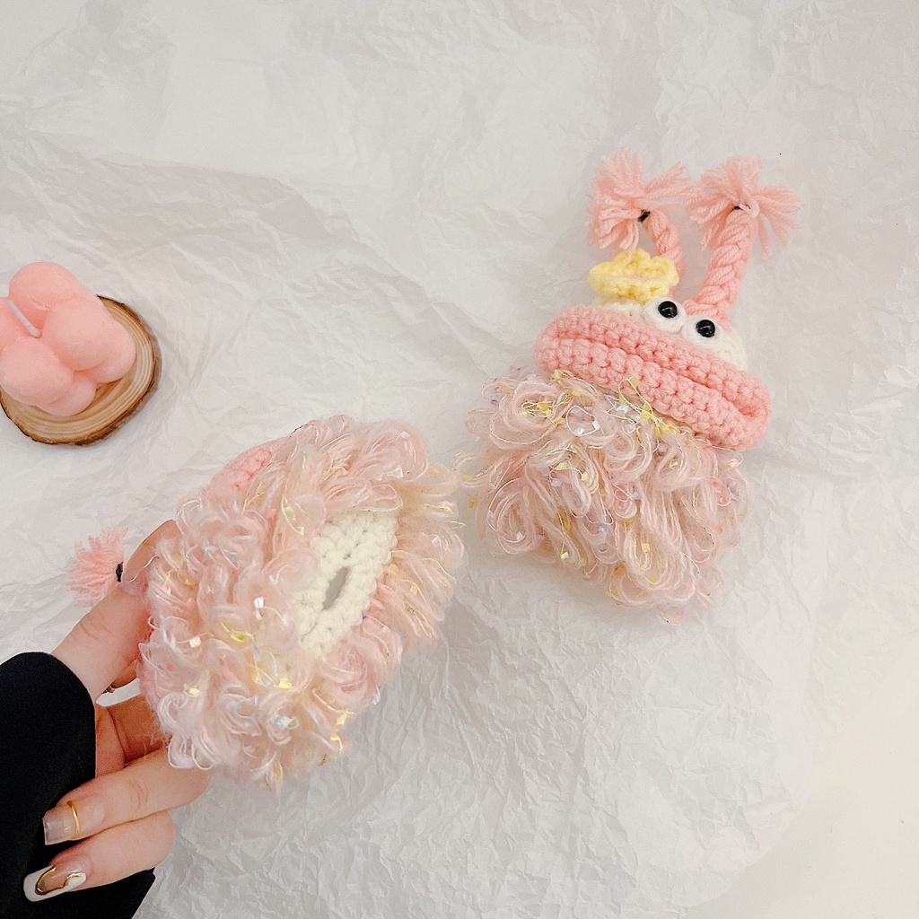 Vỏ Bảo Vệ Hộp Sạc Tai Nghe Bluetooth Không Dây AirPods 1 2 pro 3 2021 gen3 Bằng Lông Nhung Mềm Họa Tiết Hoạt Hình Màu Hồng / Xanh Lá