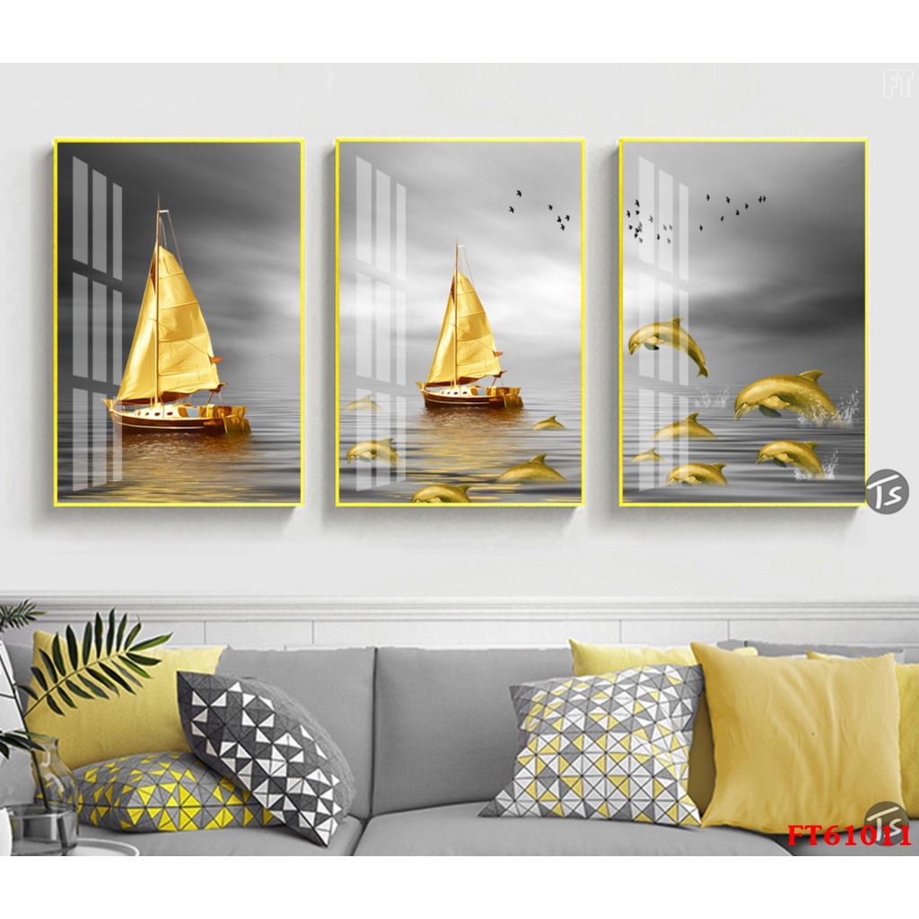 Tranh tráng gương treo tường  GIÁ HỦY DIỆT bộ 3 treo phòng khách