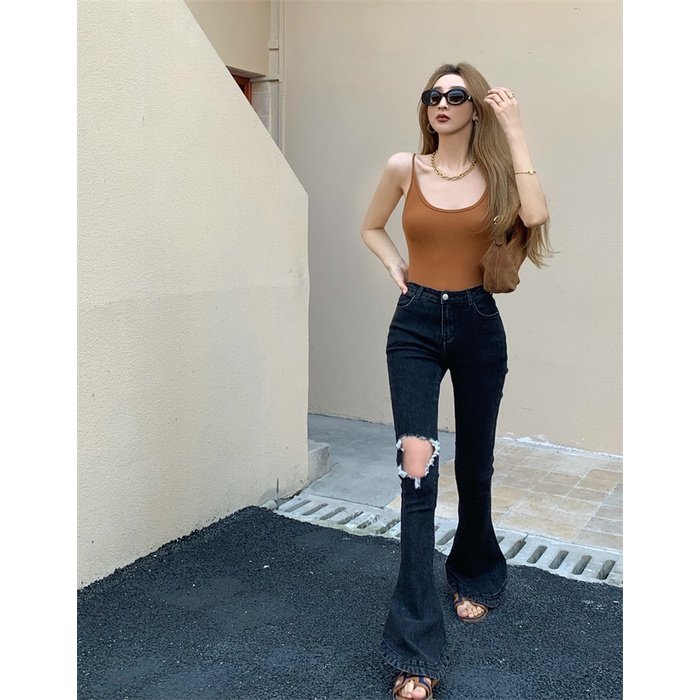 DUNEA Quần Jean Nữ Lưng Cao Kiểu Dáng Vintage Thời Trang