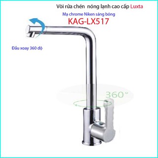 Vòi bếp nóng lạnh Luxta KAG-LX517, vòi chậu rửa chén bát cần vuông ĐẦU XOAY tay gật gù bao gồm dây cấp nước xả mạnh siêu