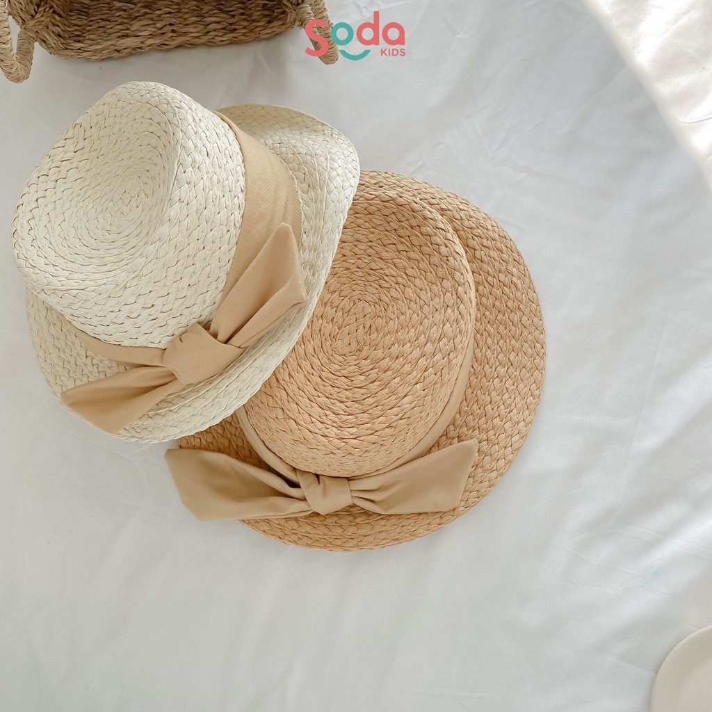 Mũ cói phớt buộc nơ 2 màu (Ảnh thật)