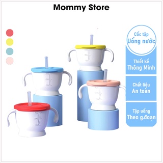 Cốc tập uống nước 3 giai đoạn Kichilachi 150ml có ống hút kèm tay cầm tiện lợi cho bé
