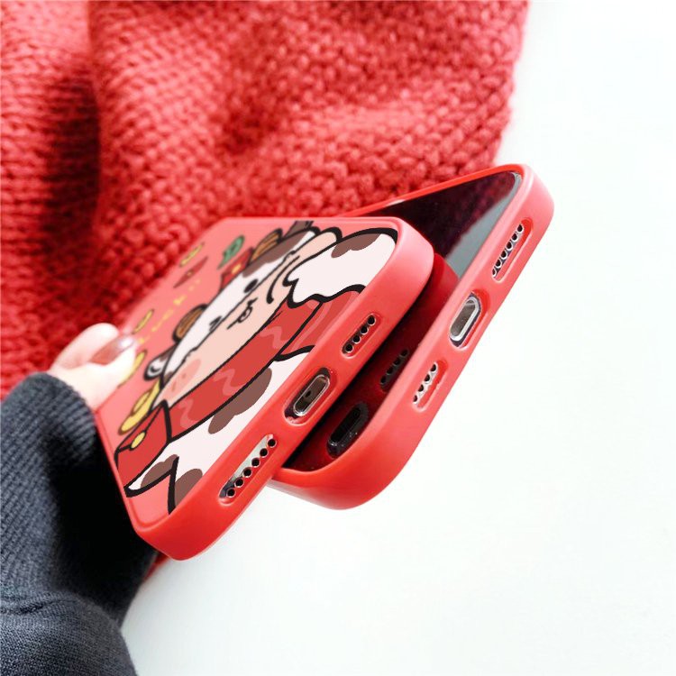 Ốp lưng iphone Lucky Cow cạnh vuông 5/5s/6/6plus/6s/6splus/7/7plus/8/8plus/x/xr/xs/11/12/pro/max/plus/promax | BigBuy360 - bigbuy360.vn