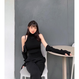 SET áo len cổ lọ sát nách thân lửng và tất ống tay/chân  ( có bán lẻ ) - HIGHNECK KNIT SET
