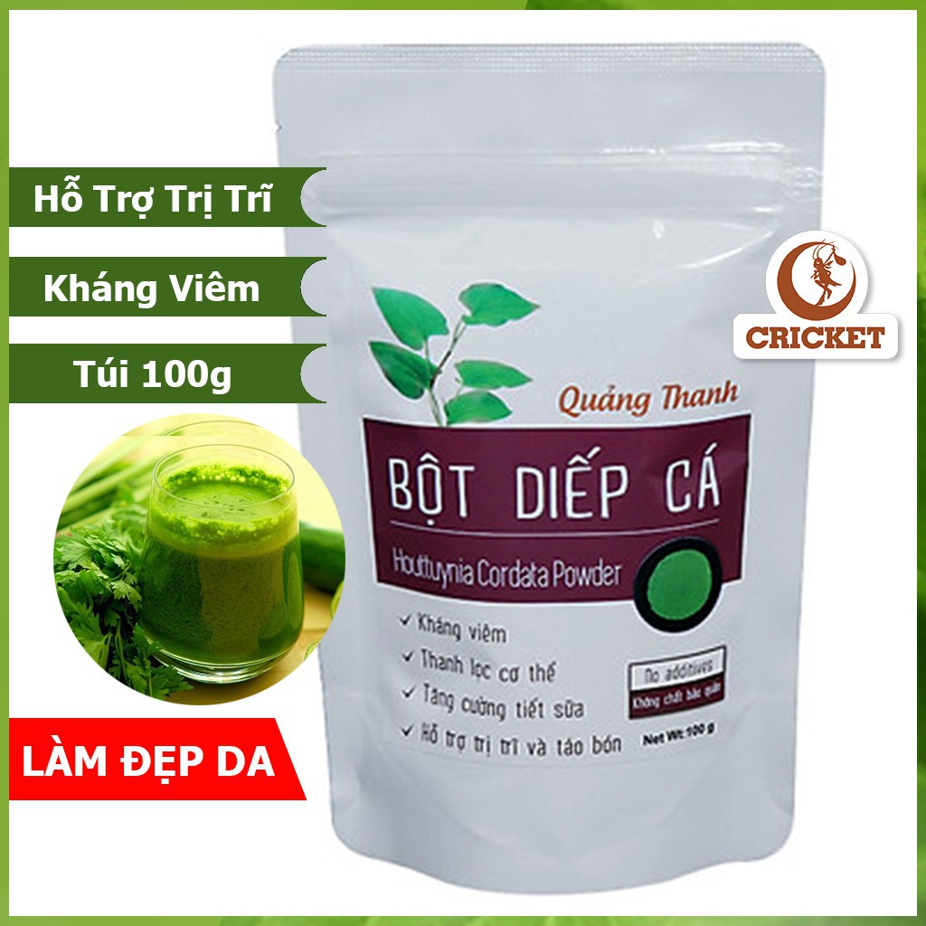 Bột Diếp Cá Nguyên Chất Sấy Lạnh Quảng Thanh Hỗ Trợ Bệnh Trĩ kháng Viêm Tiêu Hóa Tốt, Detox, Trắng Da, Hết Mụn Mờ Thâm