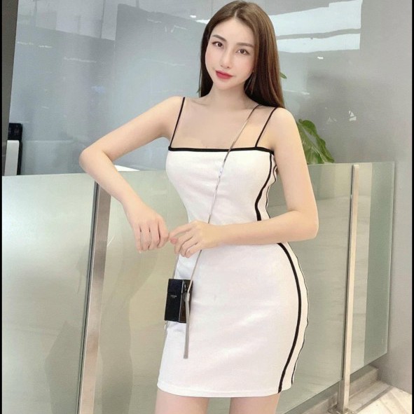 Đầm nữ ❄ FREESHIP ❄ Váy 2 dây quai ngang viền thể thao thời trang XIXO - DAM0048