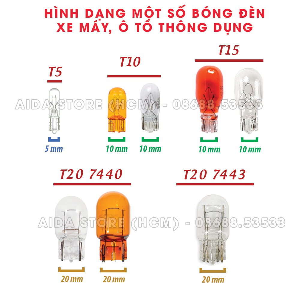 [Mã LIFEAUMAY giảm 10% tối đa 30k đơn 150k] Bóng đèn led T5 3SMD 3030 gắn mặt đồng hồ, demi xe máy DC12v