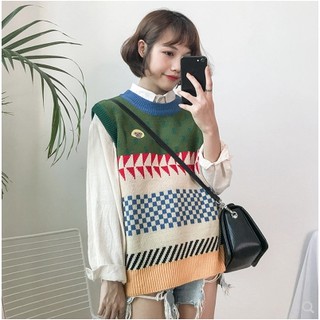 Áo len gile hoạ tiết ulzzang