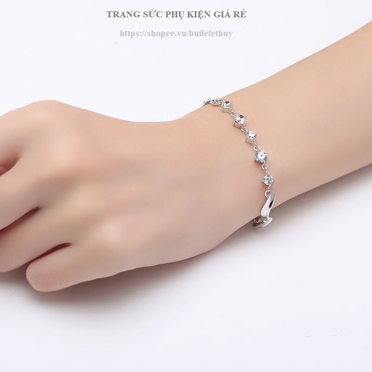 Lắc tay nữ phong cách Hàn Quốc, Xi bạc ý 925, nhỏ xinh cực cool, sale giá rẻ