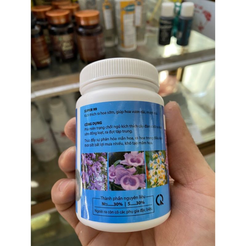 BỘ TỨ SUPER KALI, CANXI, MAGIE, SUPER 99 Thầy Tám Ngọc chuyên dùng cho hoa lan, cây cảnh hũ 100g