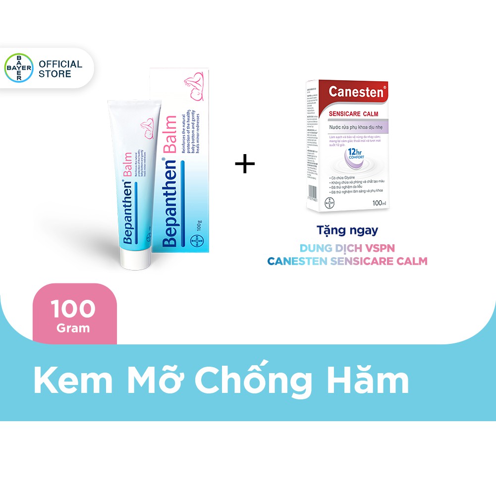 Kem chống hăm Bepanthen Balm dạng kem mỡ100g-Tặng 1 dung dịch vệ sinh phụnữ Canesten100ml