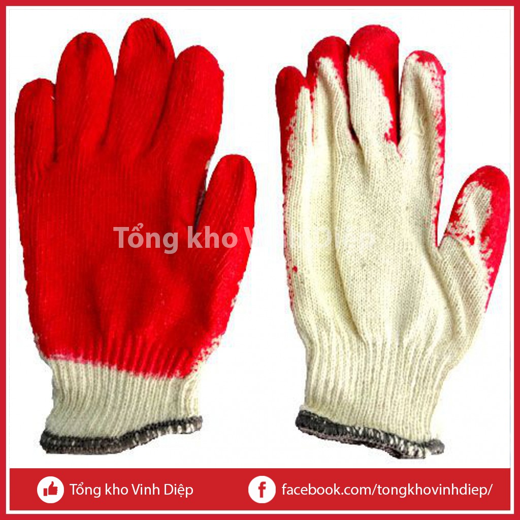 Các loại găng tay bảo hộ lao động, găng vải sợ, găng phủ sơn xanh đỏ loại tốt