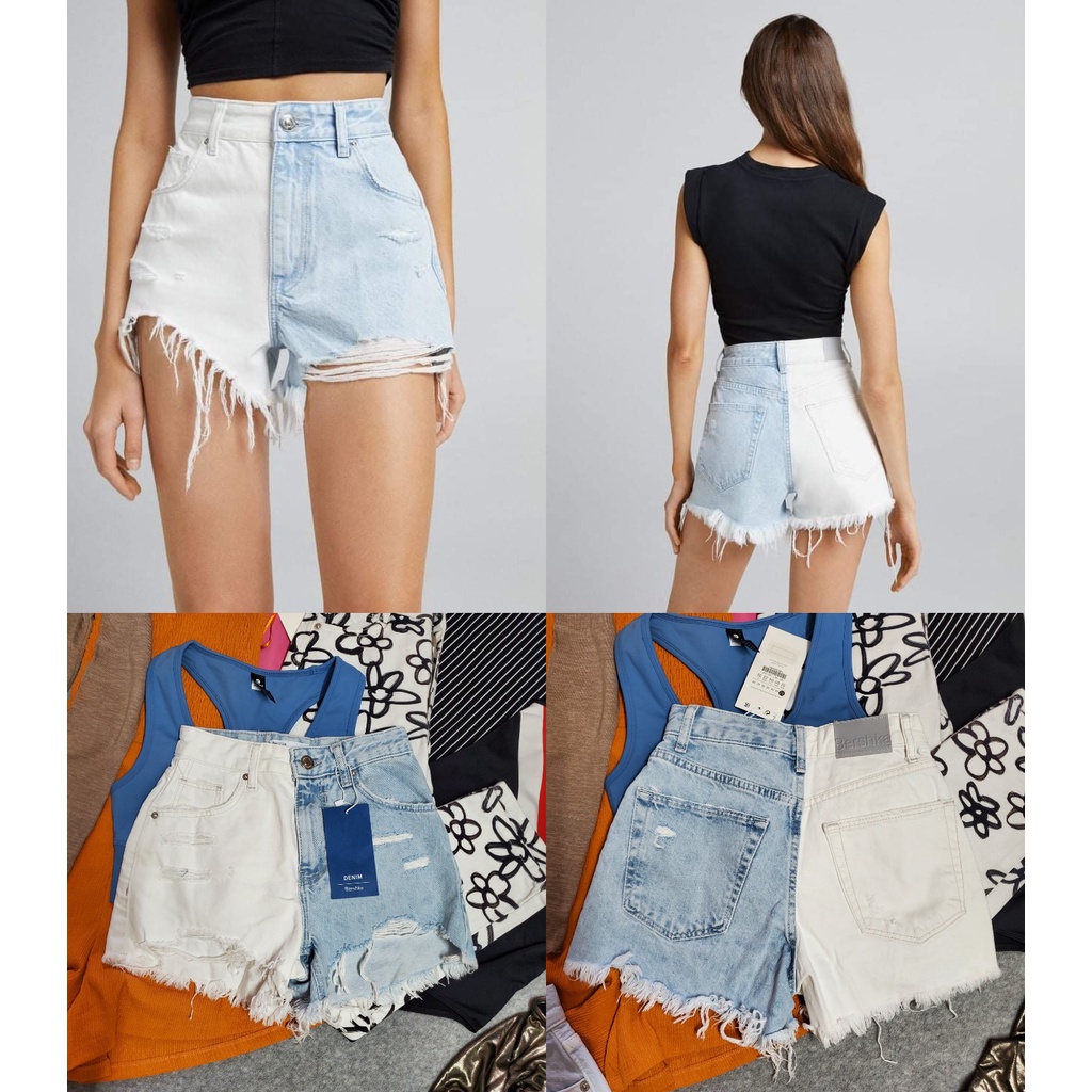 Quần short jean lưng cao Bershka, Zara vợt sale