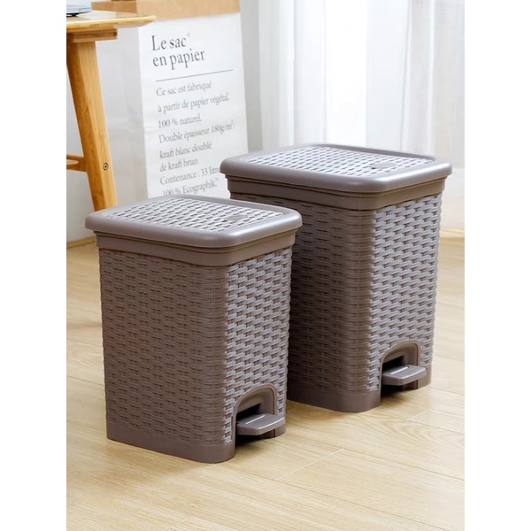 Thùng Rác Nhựa Giả Mây Gia Đình, Thùng Đựng Rác Văn Phòng Cam Homeware